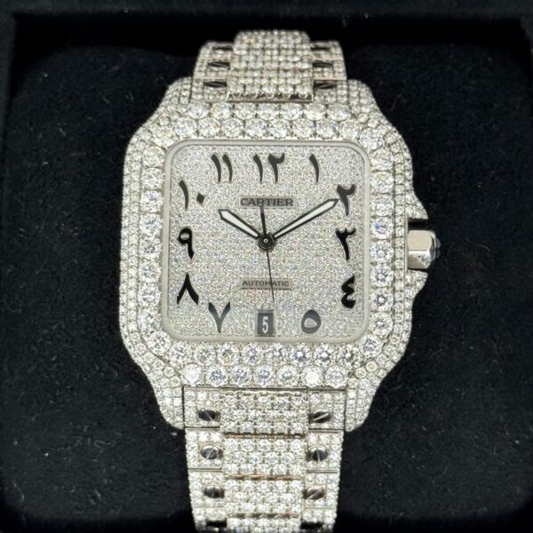 2021 Iced Out Santos De Cartier 39.8mm WSSA0037 Stainless Steel