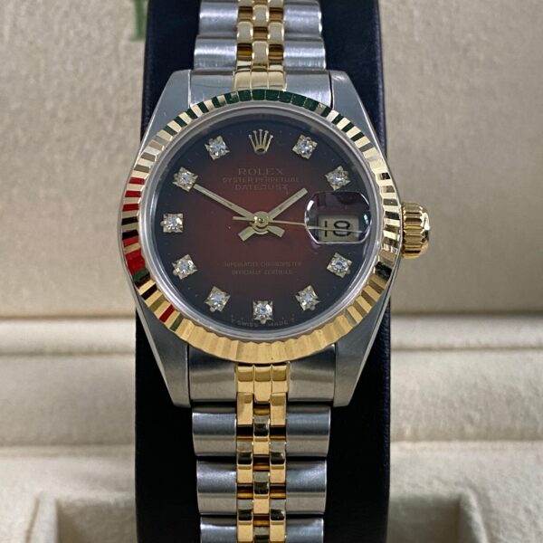 Rolex Lady-Datejust - 1990 - Red Vignette Diamond Dial - 69173 *FULL SET*