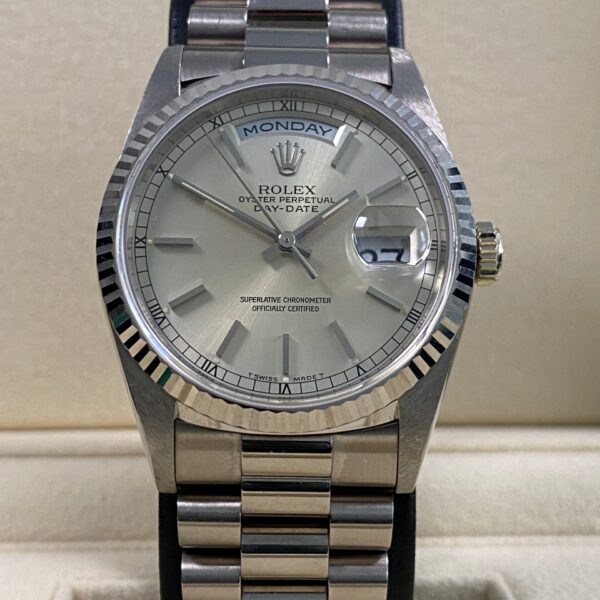 Rolex Day-Date 36 - 1996 - Silver Index Tropical Dial - 18239 *UNPOLISHED*