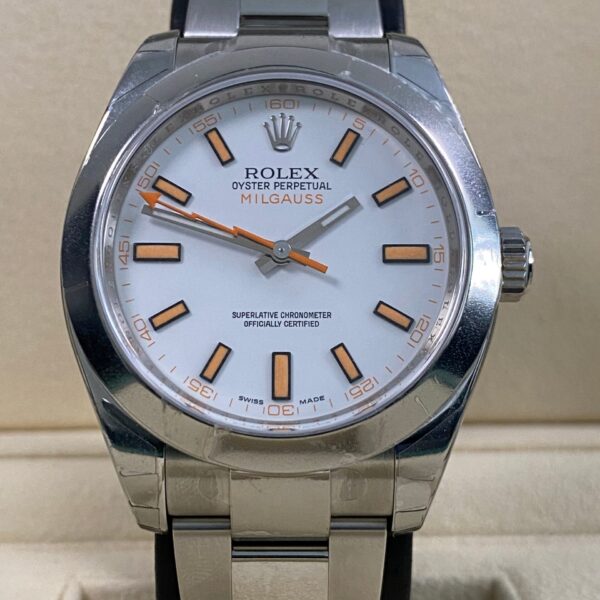 Rolex Milgauss - 2017 - White & Orange Accents Dial- 116400 *FULL STICKERS*