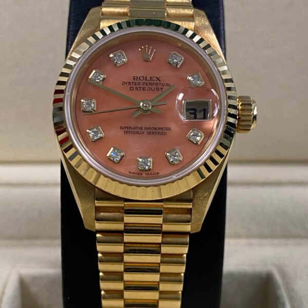 Rolex Lady-Datejust - 1997 - Coral Stone Diamond Dial - 69178 *UNPOLISHED*