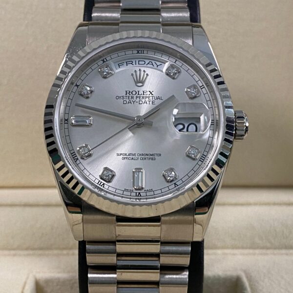 Rolex Day-Date 36 - 2005 - Silver Diamond Dial - 118239 *UNPOLISHED*