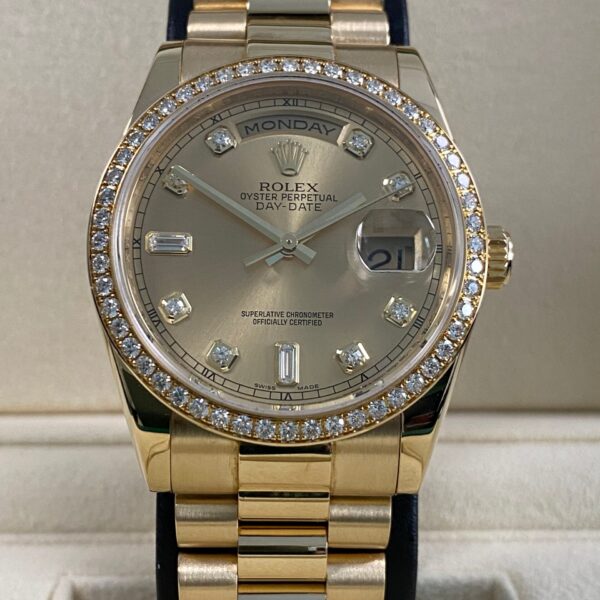 Rolex Day-Date 36 - 2009 - Factory Diamond Bezel & Dial - 118348 *FULL SET*