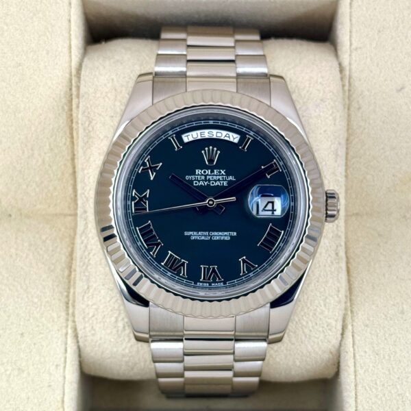 2015 Rolex Day-Date II 41mm 218239 White Gold Presidential Black Dial