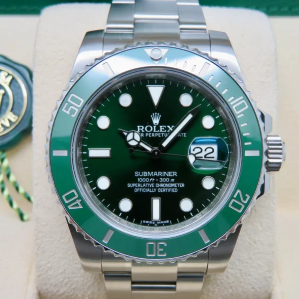 Rolex Submariner Hulk 116610LV 40mm C.2010-2016 with Box Hangtag & Service Card